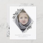 Budget Gray Botanical Elegant Photo Holiday Card (Voorkant / Achterkant)