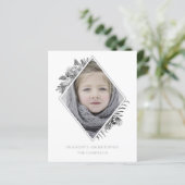 Budget Gray Botanical Elegant Photo Holiday Card (Staand voorkant)
