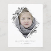 Budget Gray Botanical Elegant Photo Holiday Card (Voorkant)