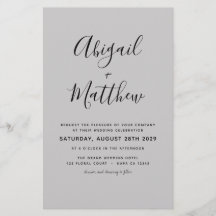 Budget Gray Modern Elegant Wedding Uitnodiging
