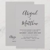 Budget Gray Modern Elegant Wedding Uitnodiging (Voorkant / Achterkant)