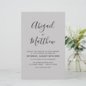Budget Gray Modern Elegant Wedding Uitnodiging (Staand voorkant)