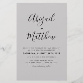 Budget Gray Modern Elegant Wedding Uitnodiging Flyer