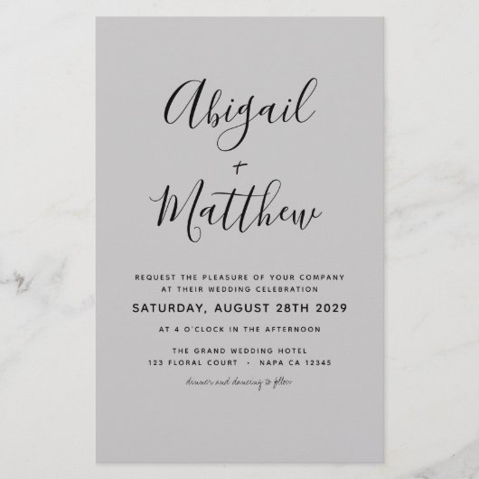 Budget Gray Modern Elegant Wedding Uitnodiging Flyer (Voorkant)