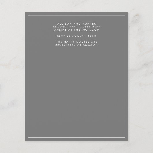 Budget Gray Wedding Invitation Flyer (Achterkant)