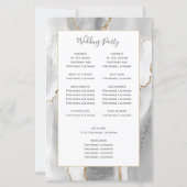 Budget Gray White Gold Agate Wedding Program (Achterkant)