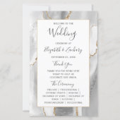 Budget Gray White Gold Agate Wedding Program (Voorkant)