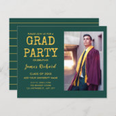 Budget Green and Gold Graduparty Foto (Voorkant / Achterkant)