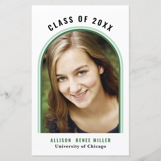 Budget Green Arch Foto Afstuderen Aankondiging (Voorkant)