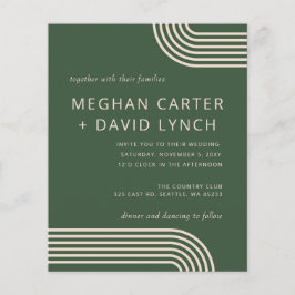 Budget Green Arched Wedding Uitnodiging