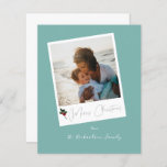 Budget Green Beachy Instant Photo Merry kerst<br><div class="desc">** SATIN PAPIER IS PAPIER THIN. UPGRADE HET PAPIER VOOR EEN THICKERPAPIER. HEEFT EEN OPTIE VOOR ENVELOPES. *** Bespaar geld op kerstmis-Kaarten met deze kleinere kaart die een optie biedt voor enveloppen. Warm je familie en vrienden feestdagen met je Beachy Green Turquoise Instant Photo Merry Kerstmis Kaart. Wil je een...</div>