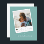 Budget Green Beachy Instant Photo Merry kerst<br><div class="desc">** SATIN PAPIER IS PAPIER THIN. UPGRADE HET PAPIER VOOR EEN THICKERPAPIER. HEEFT EEN OPTIE VOOR ENVELOPES. *** Bespaar geld op kerstmis-Kaarten met deze kleinere kaart die een optie biedt voor enveloppen. Warm je familie en vrienden feestdagen met je Beachy Green Turquoise Instant Photo Merry Kerstmis Kaart. Wil je een...</div>