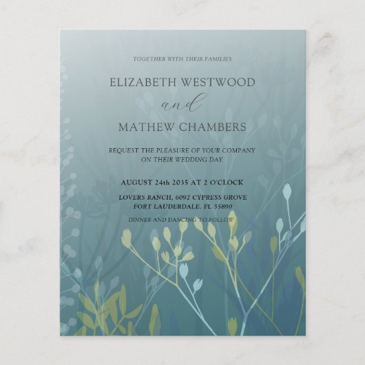 Budget Green Blue Foliage Weddenschap (Voorkant)