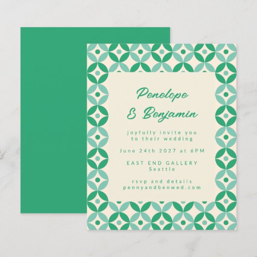 Budget Green Blue Retro Motif Weddenschap (Voorkant / Achterkant)