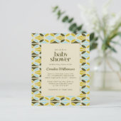 Budget Green Blue Shapes Baby shower Uitnodigen (Staand voorkant)