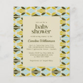 Budget Green Blue Shapes Baby shower Uitnodigen (Voorkant)
