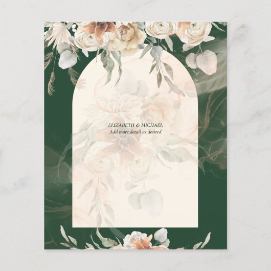 BUDGET Green BOHO Terracotta Floral Wedding Flyer (Achterkant)