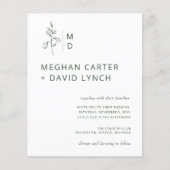 Budget Green Botanical Monogram Weddenschap (Voorkant)