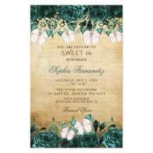 Budget Green Butterfly Sweet 16 Uitnodiging
