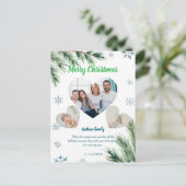 Budget Green Christmas 3 Photo Holiday Card Feestdagenkaart (Staand voorkant)