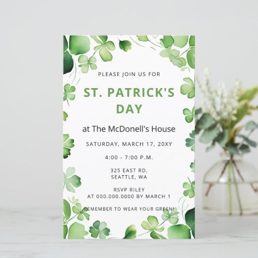 Budget Green Clover Shamrock St Patricks Day (Staand voorkant)