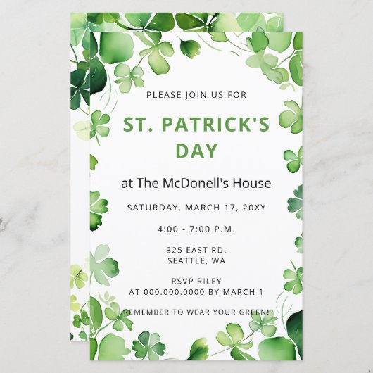 Budget Green Clover Shamrock St Patricks Day (Voorkant / Achterkant)