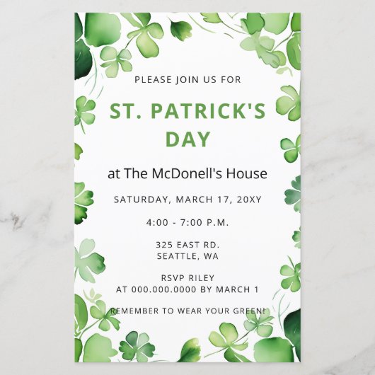 Budget Green Clover Shamrock St Patricks Day (Voorkant)