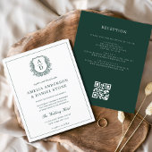 Budget Green Crest Wedding QR Code Uitnodiging