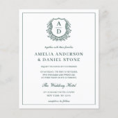 Budget Green Crest Wedding QR Code Uitnodiging Flyer (Voorkant)