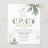 Budget Green Eucalyptus Baby shower Invitation (Voorkant)