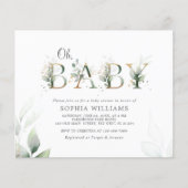Budget Green Eucalyptus Oh Baby shower Uitnodiging (Voorkant)