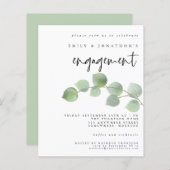 Budget Green Eucalyptus Verloving Invitation (Voorkant / Achterkant)