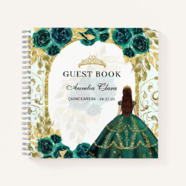 Budget Green Floral Quinceañera Gastenboek Notitieboek