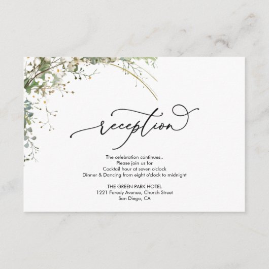 Budget green Florals Bridgerton Bridal Shower Informatiekaartje (Voorkant)