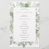Budget Green Foliage Elegant Wedding Programme (Voorkant)
