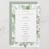 Budget Green Foliage Elegant Wedding Programme (Voorkant / Achterkant)