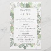 Budget Green Foliage Lijst Wedding Menu (Voorkant)