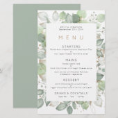 Budget Green Foliage Lijst Wedding Menu (Voorkant / Achterkant)