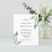 Budget Green Foliage Wedding Invitation (Staand voorkant)
