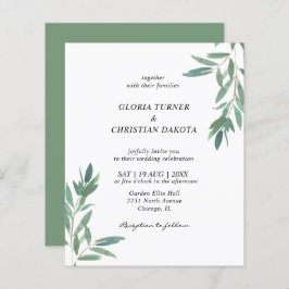 Budget Green Foliage Wedding Invitation