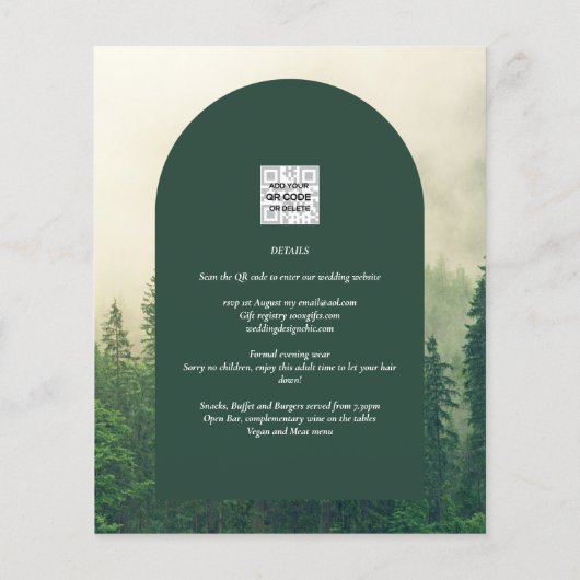 BUDGET Green Forest Pine Trees Wedding (Achterkant)