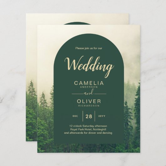 BUDGET Green Forest Pine Trees Wedding (Voorkant / Achterkant)