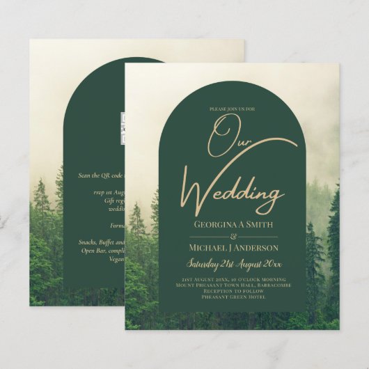 BUDGET Green Forest Pine Trees Wedding (Voorkant / Achterkant)