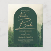 BUDGET Green Forest Pine Trees Wedding BODA INVITE (Voorkant)