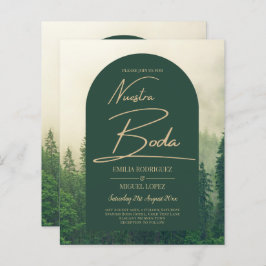 BUDGET Green Forest Pine Trees Wedding BODA INVITE