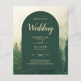 BUDGET Green Forest Pine Trees Wedding Flyer