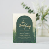 BUDGET Green Forest Pine Trees Wedding INVITE (Staand voorkant)