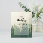 BUDGET Green Forest Pine Trees Wedding INVITE (Staand voorkant)