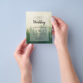 BUDGET Green Forest Pine Trees Wedding INVITE Flyer (Hand)