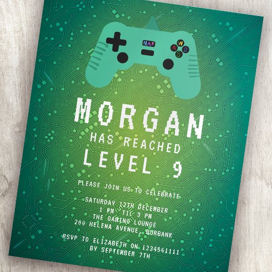 BUDGET Green Gamer Birthday Invitation